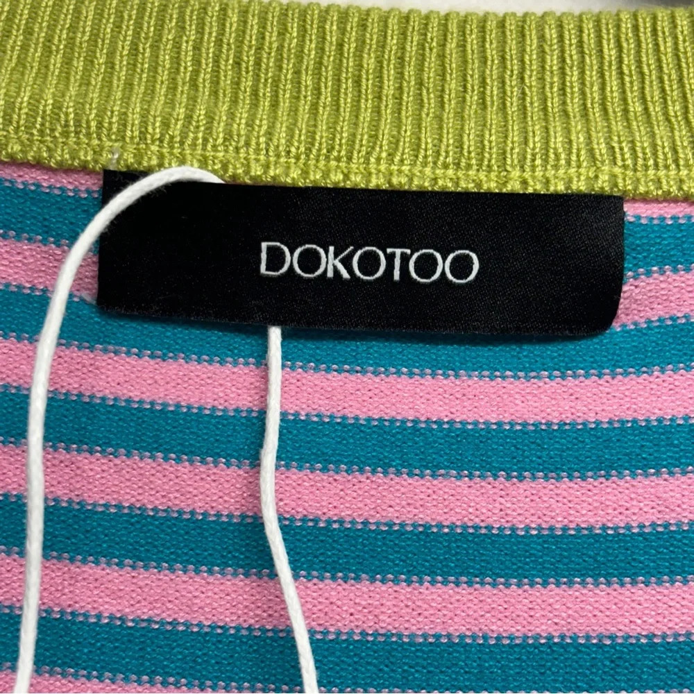 Dokotoo Stripe Knit Blouse Pink Blue 2XL - Picture 4 of 8